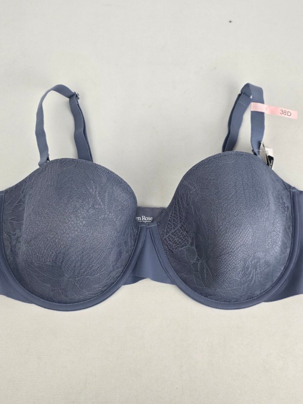 La Vie en Rose Blue Lace Spacer Foam Bra Size 38D NWT